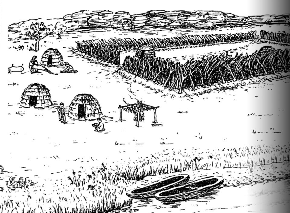 Pencil drawing of Fort Corchaug